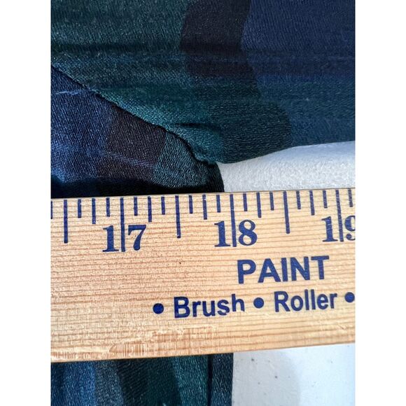 LOFT Petites Green Blue Tartan Plaid Button Up Shirt Ruffle Trim Women's XXSP - Picture 7 of 9